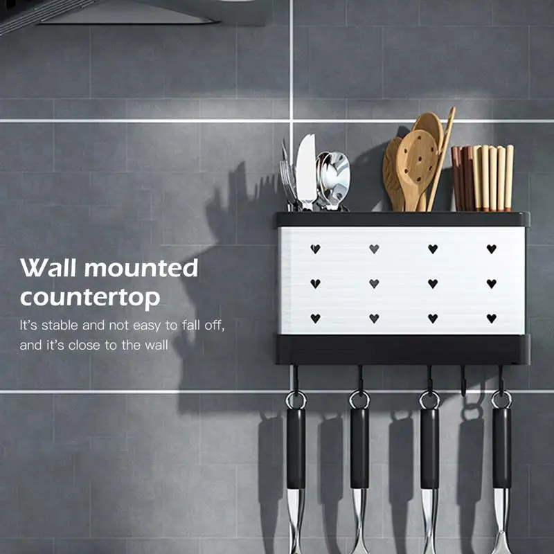 

Tube Spoon Storage Box Rack Kitchen Cutlery Organizer Tableware Draining Chopstick Cage With Water Outlet Tray