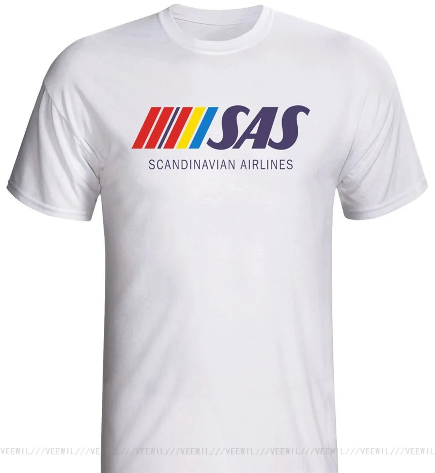 

Sas Scandinavian Australian Airlines Shirt Vintage Logo Short Sleeve 100% Cotton Man Tee Tops Confortable