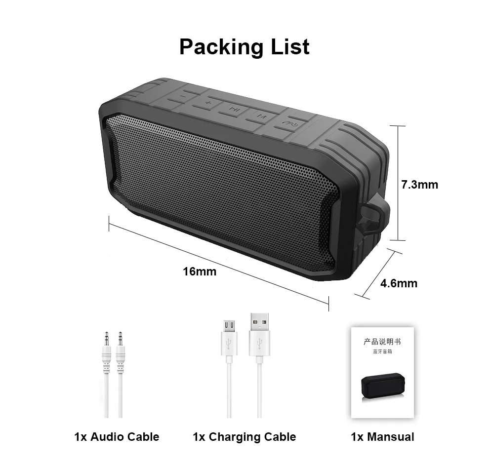 

Wireless Bluetooth Speaker Portable Column Outdoor Waterproof Speaker with FM Radio Support USB AUX TF Stereo Music Box Speakers