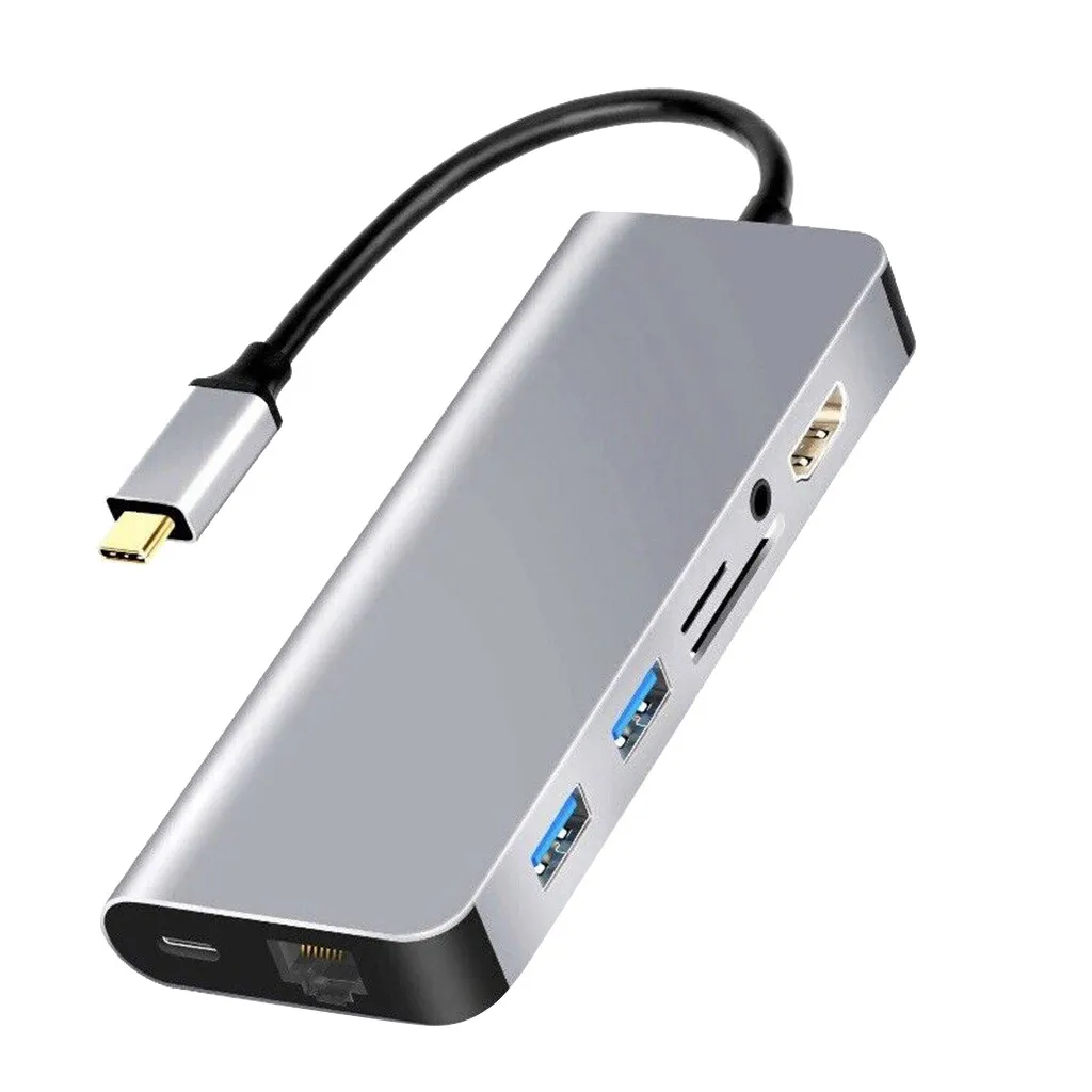 Ouhaobin 8in1 USB C концентратор адаптер тип c к HDMI VGA RJ45 для ноутбука SD/TF карт ридер
