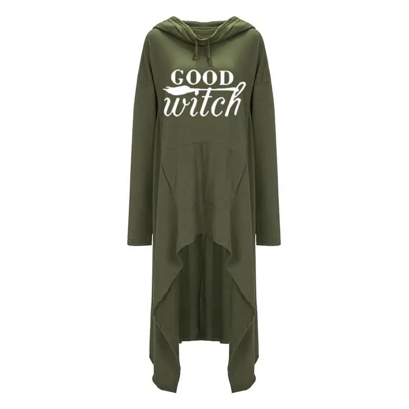 

For Women Long Hoodies Good Witch Letters Print Hoodies Fashion Loose Tops Pullover Female Vintage Spring And Summer Sweatshirt