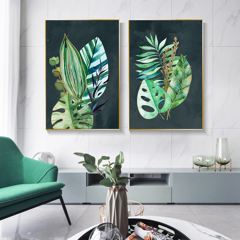 

Green Leaf Art Wall Painting Nordic Plants Canvas Painting Posters and Prints Pictures for Cafe Living Room Home Decor Cuadros