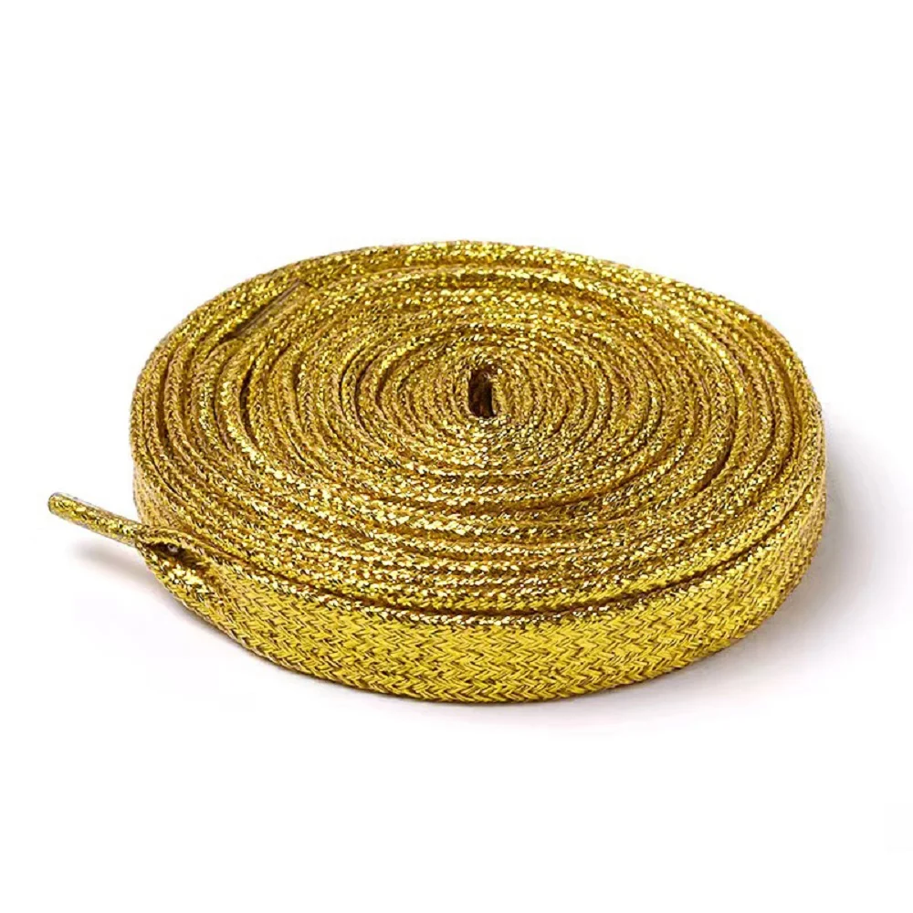 

Glitter Flat Shoelaces Shiny Gold Silver Thread Shoe Laces Sparkly Bootlaces Colors Shimmering 130cm Laces Colored Shining Laces