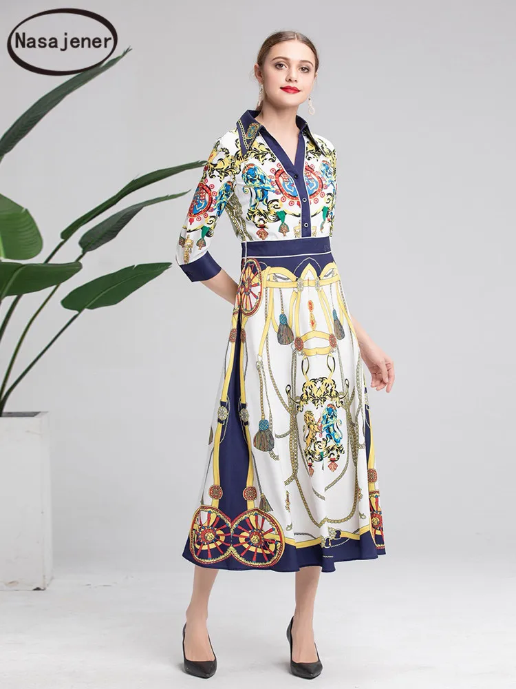 2020 Весна и лето новое модное подиумное платье темперамент v-образный вырез рукав