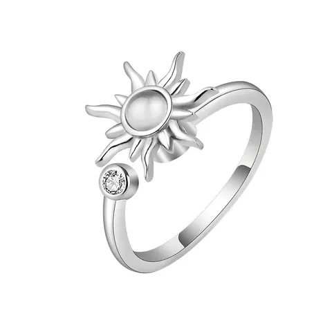 Anti -estresse Ansiedade inquietante para mulheres Aço inoxidável girassol Sun Star Star Spinner Ring Jóias de Natal Presentes Drogas