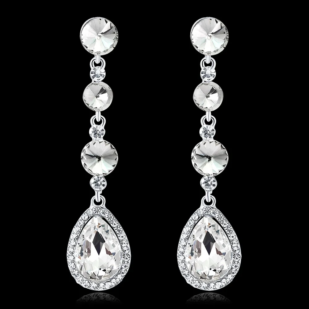 CKW серебро Цвет с украшением в виде кристаллов Свадебные Длинные Позолоченные