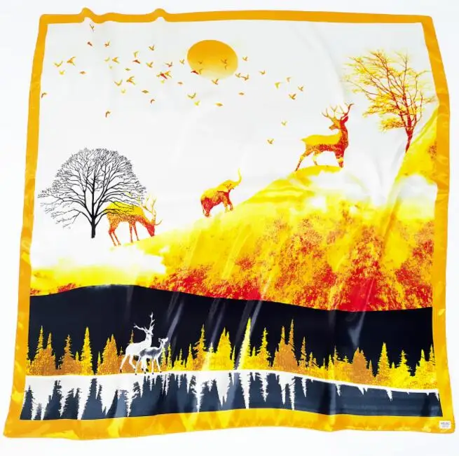 Новый дизайн 90*90 см квадратные шелковые шарфы женский платок головной шарф