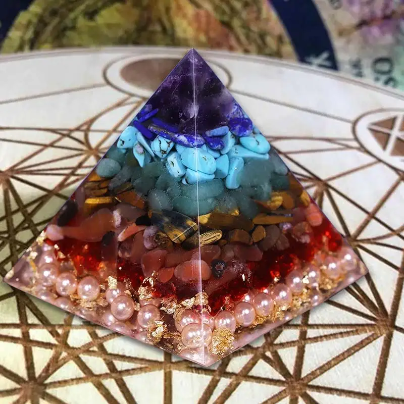 

Orgonite Pyramid 60mm Amethyst Crystal Sphere With Celestite Natural Cristal Stone Orgone Energy Healing Reiki Chakra Multiplier