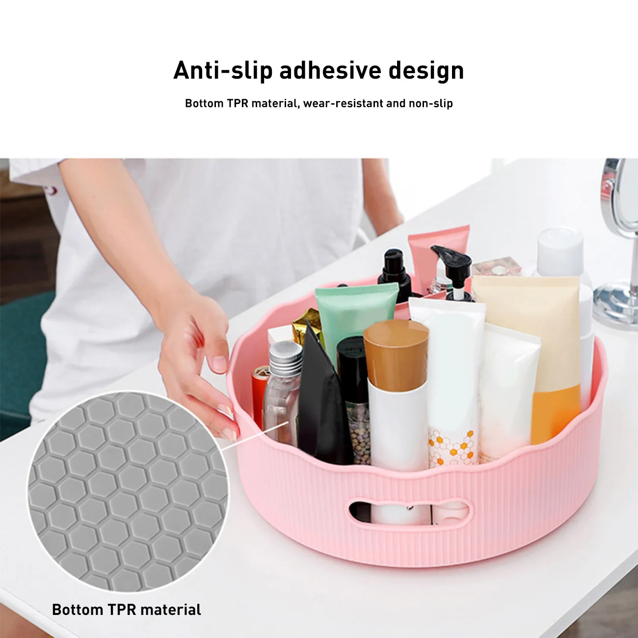 

Creative Storage Boxes Flower Shape Solid Color ABS Multifunctional Rotating Spice kitchen supplies Cosmetic Box