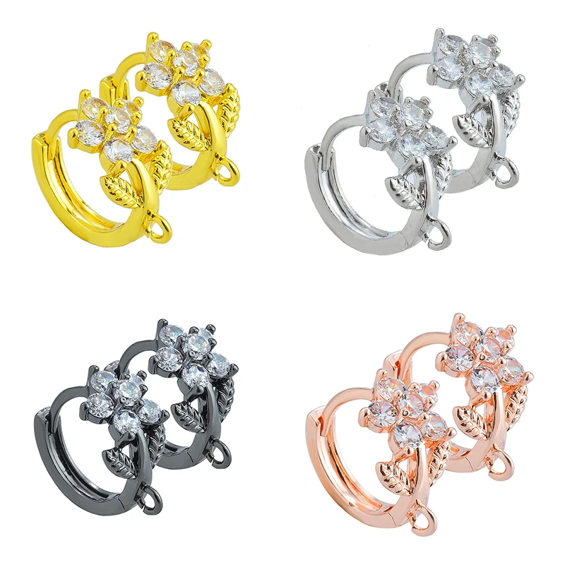 

Peixin handmade rose flower luxury zirconia earrings hook clasp jewelry accessories women's DIY earrings jewelry making supplies