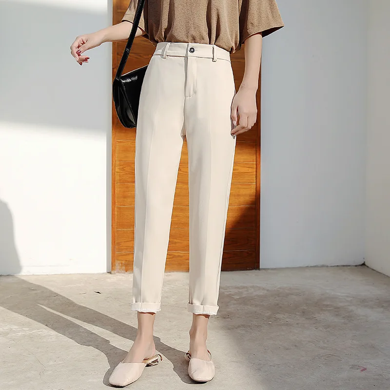 

Spring New Occupation Pants Cropped Pants Women Vertical Casual Pants Suit Pants Cigarette Pants Harem Pants