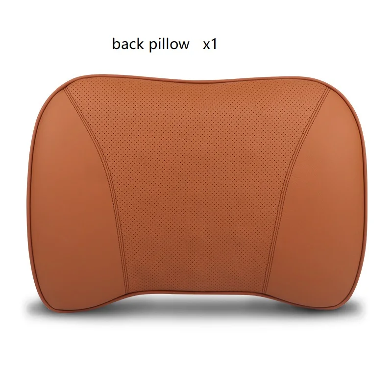 brown lumbar only Первый слой из воловьей кожи, Автомобильная подушка для поддержки сиденья, поясничная подушка, Автомобильный подголовник, авто автомобиль, забота о здоровье, настоящие кожаные подушки - Название цвета: brown lumbar only