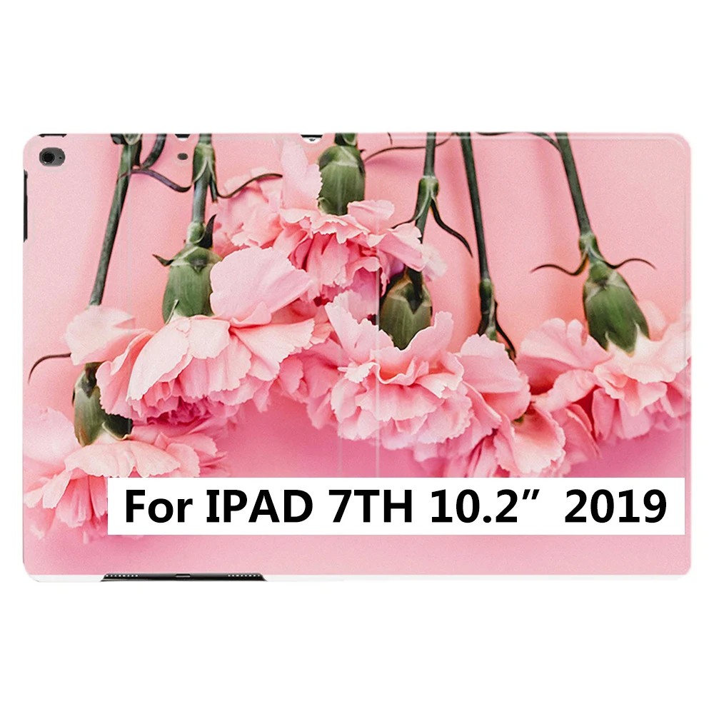 Для iPad Air 2 3 9," 56 7th 10,2" 10," PRO Mini 45 красивый розовый цветок гвоздика из искусственной кожи смарт-чехол с подставкой - Цвет: iPad 7th 10.2 2019
