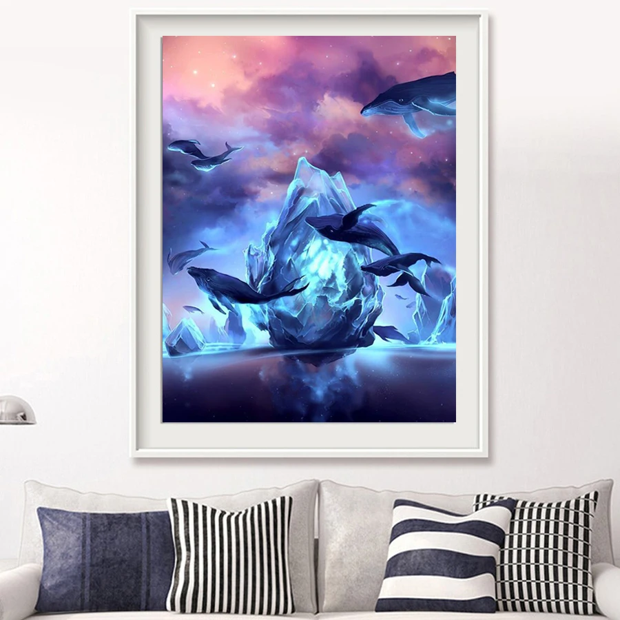 Фуюн 5D Diy алмазная живопись Lceberg дельфины вышивка крестиком Алмазная мозаика