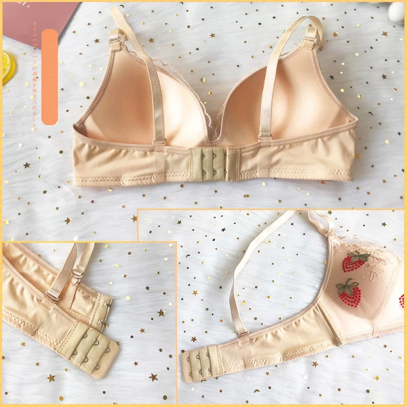 Женский сексуальный бюстгальтер без косточек с пуш-ап регулируемой вышивкой