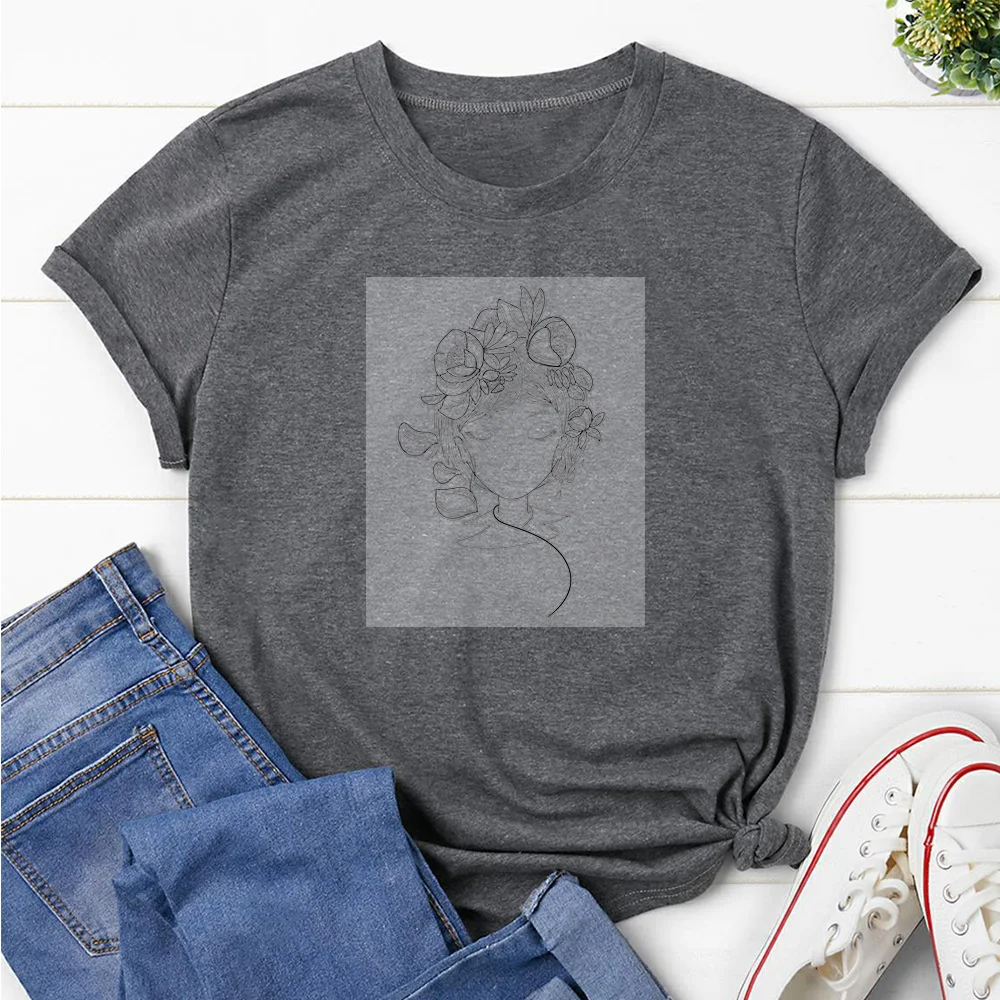

Girl Korean Fashions Round Neck Pattern T-shirts For Womens Unisex Tops Tees 20333