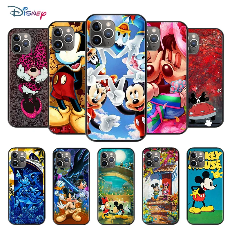 

Disney Cartoon Animation Cute Mickey Mouse For Apple iPhone 12 11 XS Pro Max Mini XR X 8 7 6 6S Plus 5 SE Soft Black Phone Case