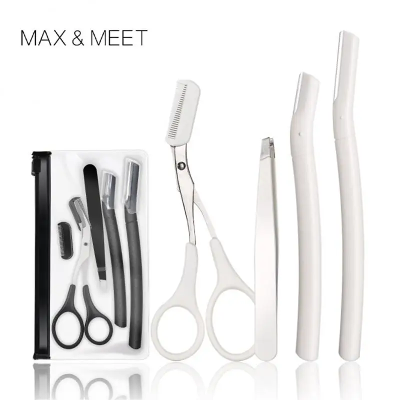 

5Pcs Eyebrow Trimmer Eyebrow Razor Kit Eyebrow Scissors Eyebrow Comb Razor for Face Tweezers Eyelash Eyelash Brush Set