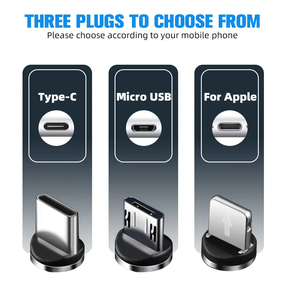 Магнитный кабель Micro USB Type C магнитный для быстрой зарядки iPhone Huawei Samsung Android