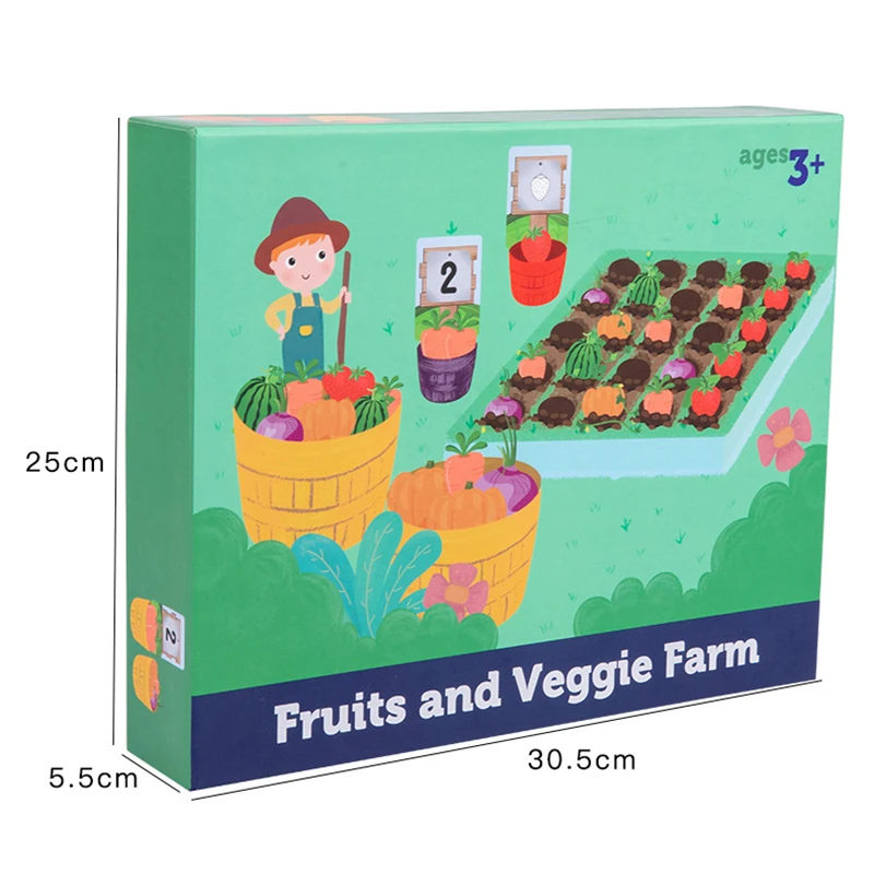 

Baby Toys Montessori Early Education Vegetables Fruits Color Classification Cup Counting Shape Matching Farm Game Preschool Toys