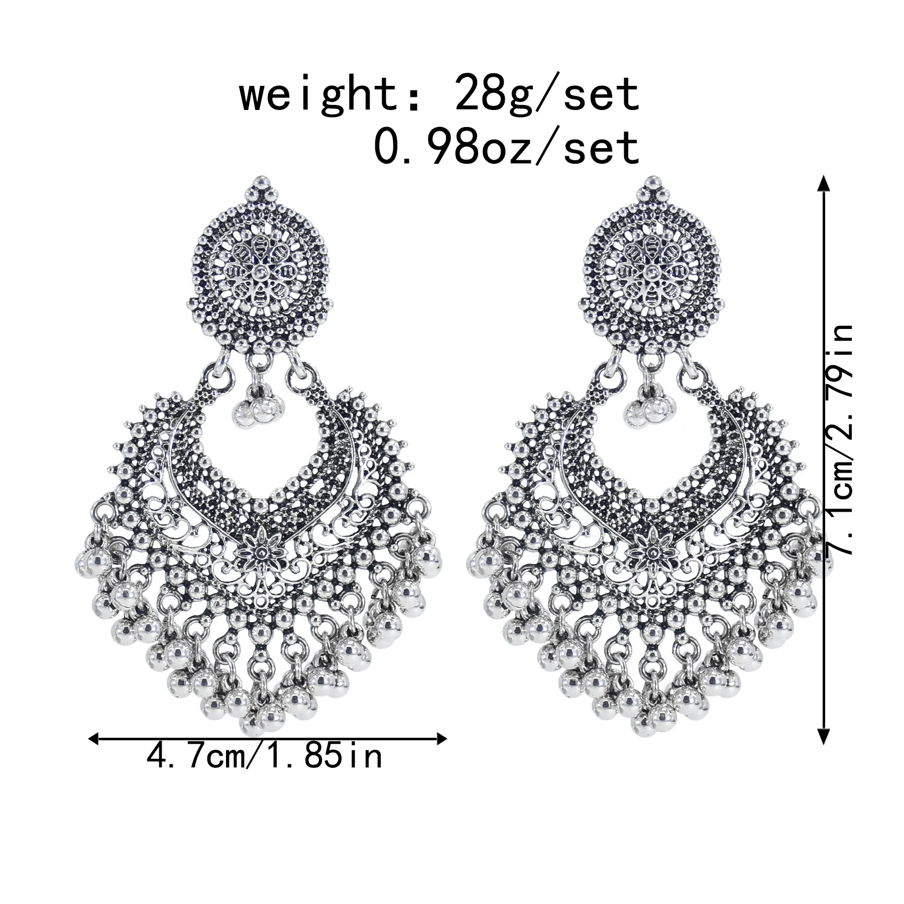 Женские винтажные серьги Jhumka в стиле бохо индейские цвет оксидированного