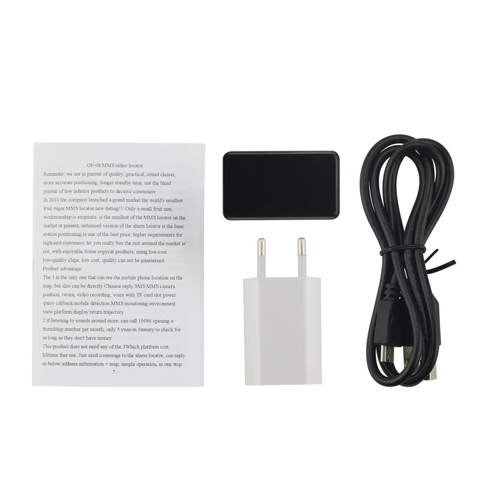 no box with plug Портативный мини GSM/GPRS трекер Сетевой Видео говорящий локатор GF-08 3,7 в 400 мАч литий-ионный аккумулятор долгое время ожидания Мини gsm трекер - Цвет: no box with plug
