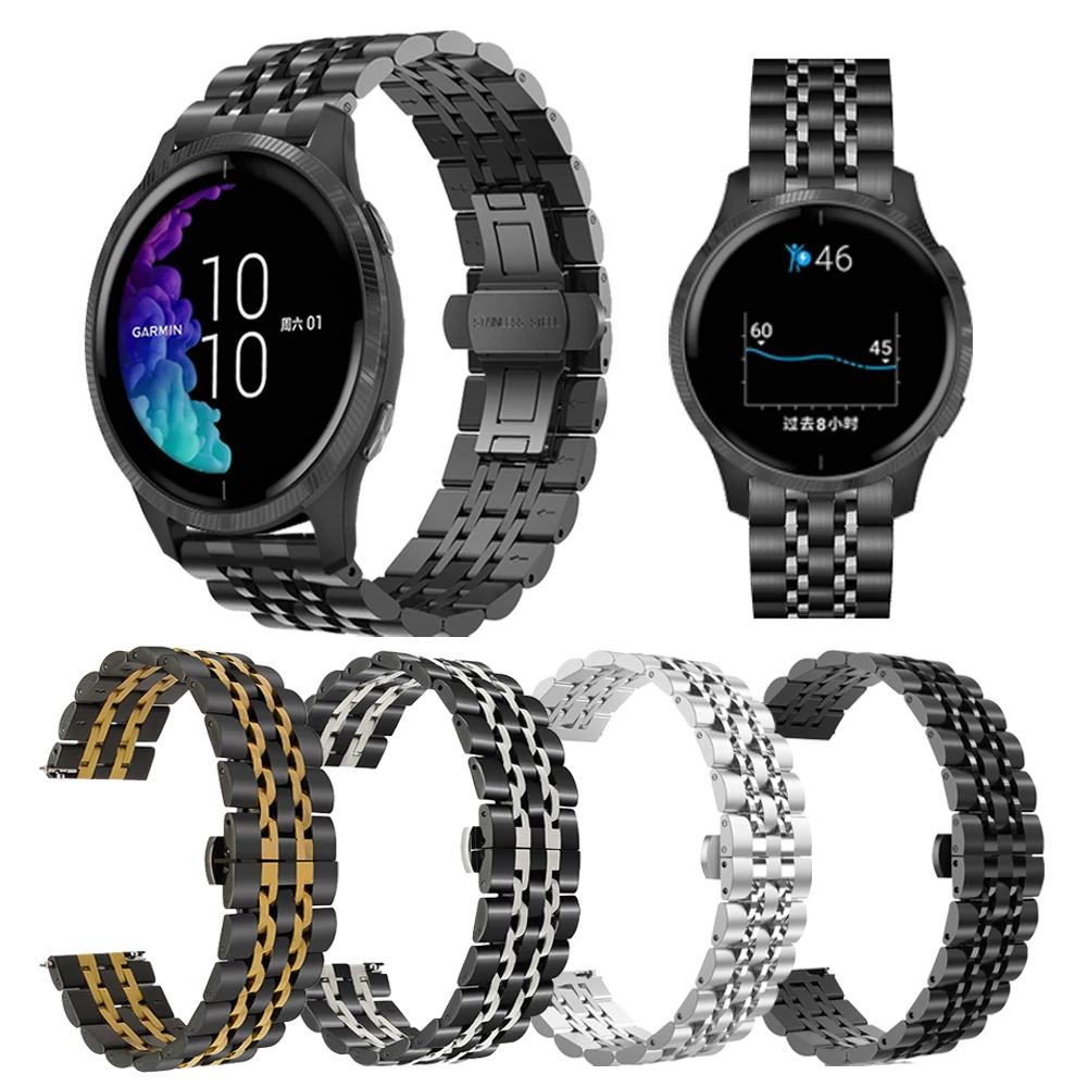 

Ремешок из нержавеющей стали для часов Garmin Come/GarminActive, металлический браслет для часов GarminMove 3/Luxe/Style