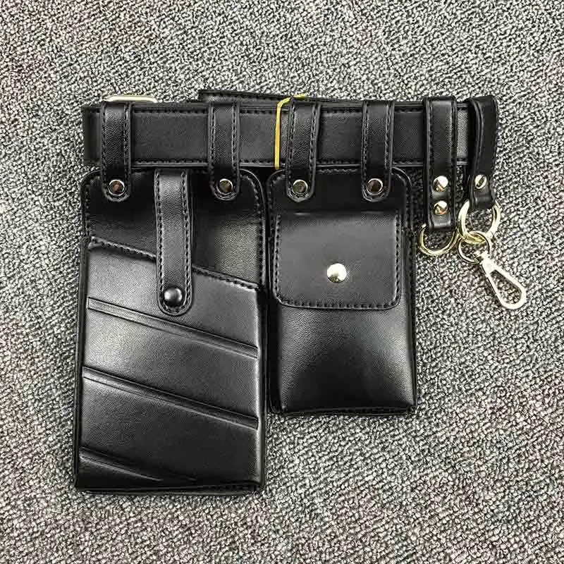 Черный New Women Waist Bag Leather Waist Belt Bag Crossbody Chest Bags Girl Fanny Pack Small Phone Pack shoulder Strap Packs Female - Цвет: Черный