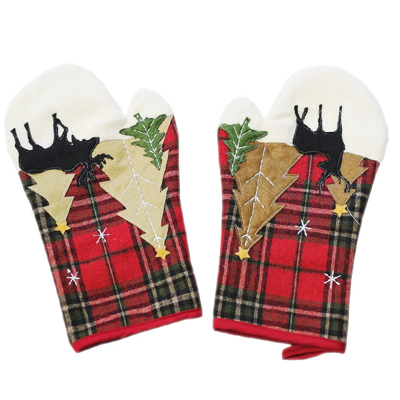 

Christmas Plaid Oven Mitts For Microwaves for Household Use