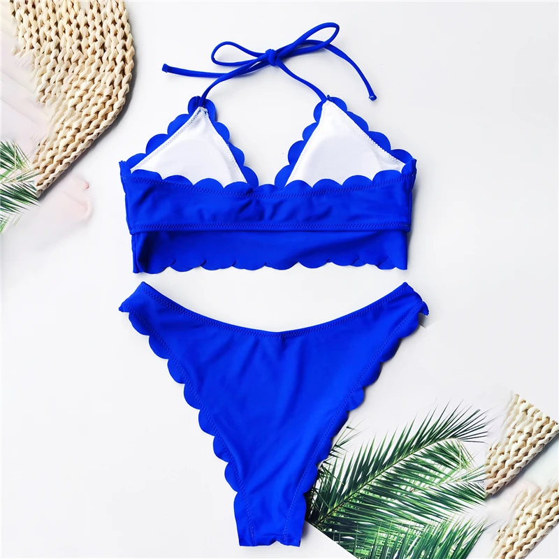 

2021 Women's Swimsuits Sexy Solid Color Bikini Strapped Swimwear Female Push Up Summer Bathers Bikinis Set Swimming Suit