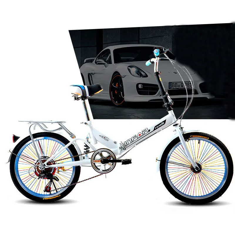 

20-inch Colorful Variable Speed Folding Bicycle Ultra-portable Adult Bike Shock Absorber Bikes