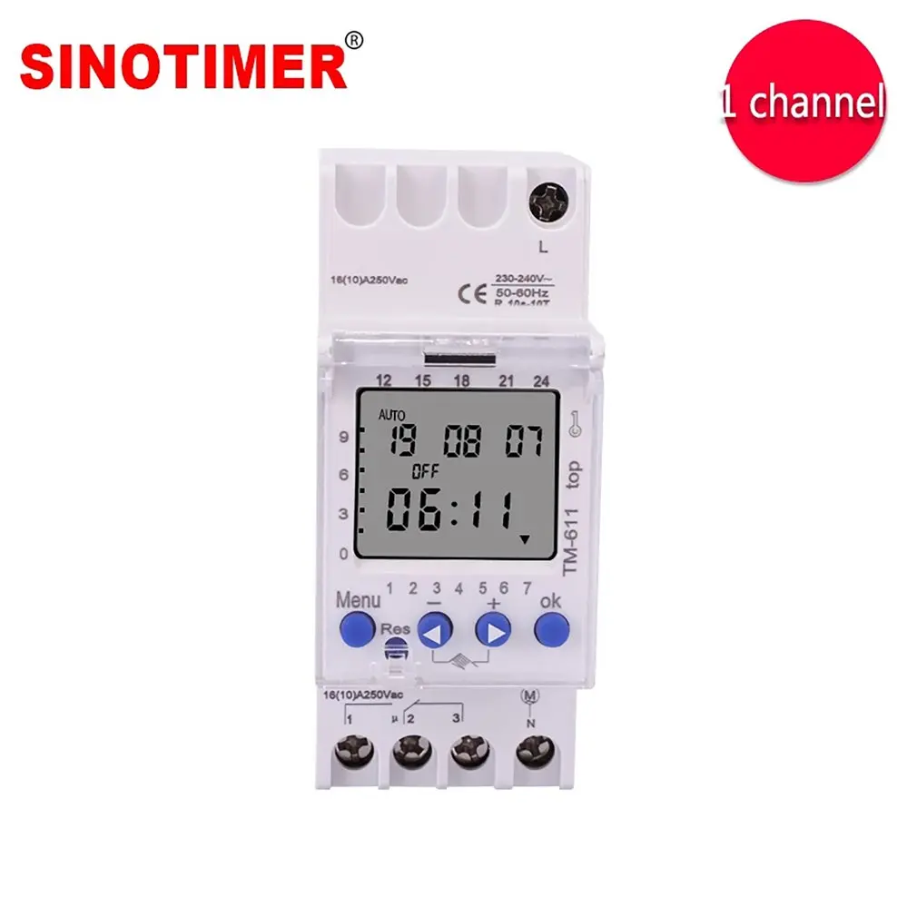 

SINOTIMER TM611 One Channel 7 Days 24h Programmable Digital Electronic Digital Time Switch 220V With Pulse