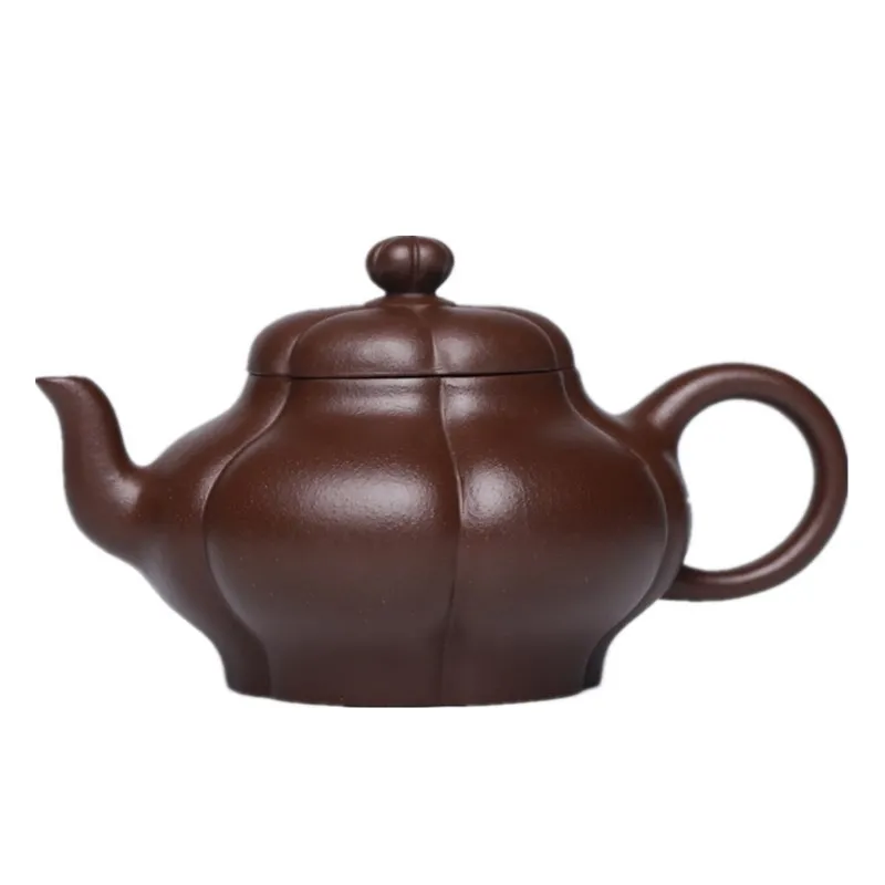 

Yixing Zisha teapot raw material old Purple mud good material jinnankui melon teapot exquisite handmade Teapot Tea Set