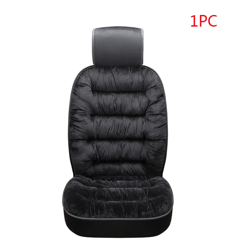 Black 1pc Хлопковые Чехлы для автомобильных сидений, автомобильные теплые плюшевые чехлы для сидений, чехлы для автомобильных сидений, протектор для зимних и осенних чехлов, аксессуары для подушек - Название цвета: Black 1pc
