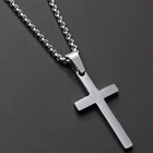 2021 классический крест мужской кулон ожерелье Мода нержавеющая сталь ширина 2 мм коробка цепочка Ожерелье для мужчин ювелирные изделия подарок