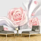 Настенные обои на заказ, современные 3D шелковые розы, Цветочная Роспись стен, фоновые обои для гостиной, телевизора, домашний декор, обои