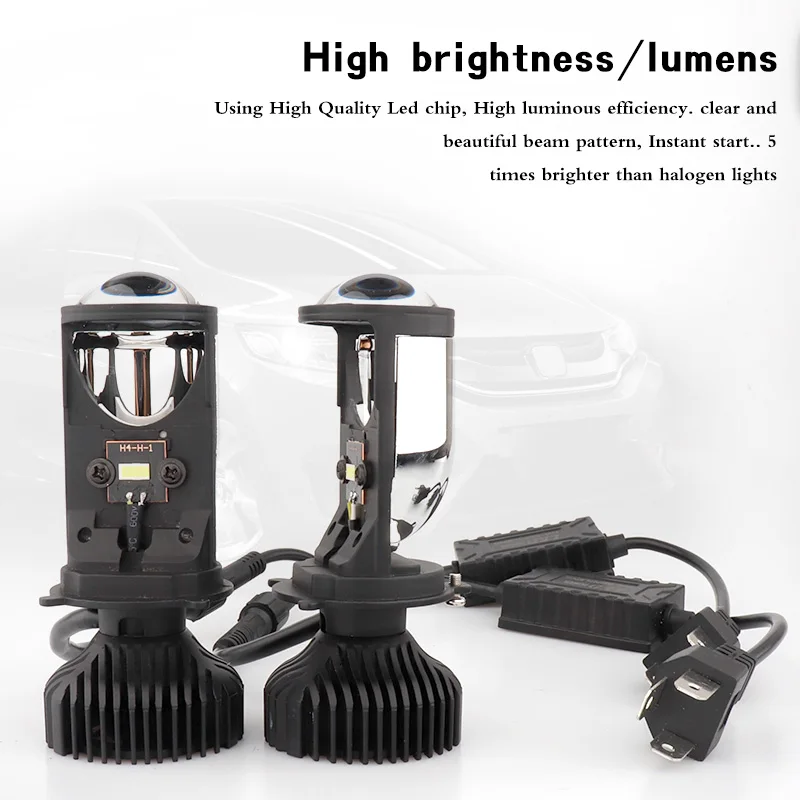 H4 9003 светодиодный автомобиль/мотоцикл Мини Би проектор фар линзы 90W 6500K