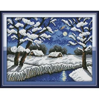 everlasting love river views in winter chinese cross stitch kits ecological cotton 11 stamped printed new christmas decorations