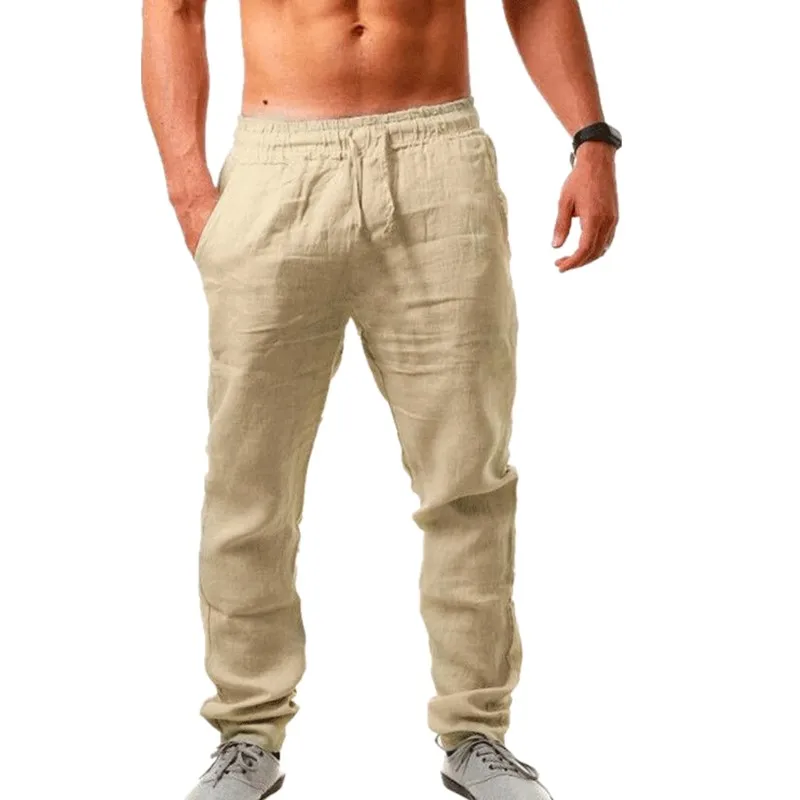 BOLOBAO 2021 New Men's Linen Pants Male Summer Breathable Cotton Solid Color Linen Trousers Fitness Streetwear Sweatpants Male