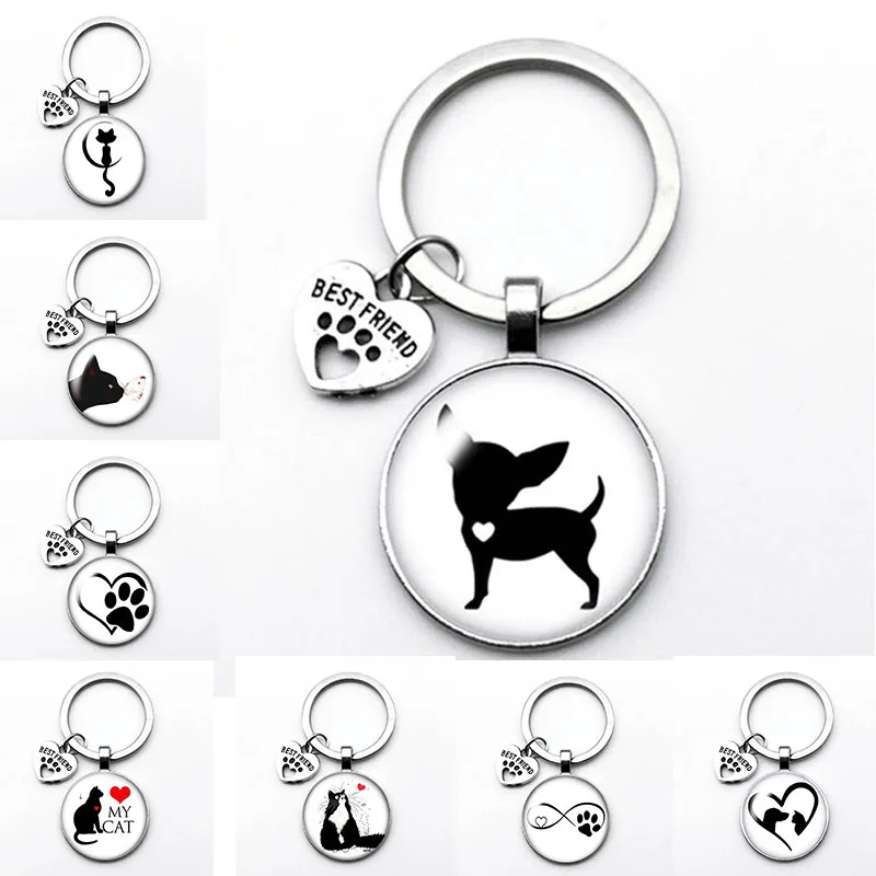 Very Cute Naughty Cat Keychain, I Love My Dog Keychain, Holiday Gift For Fashionable Friends