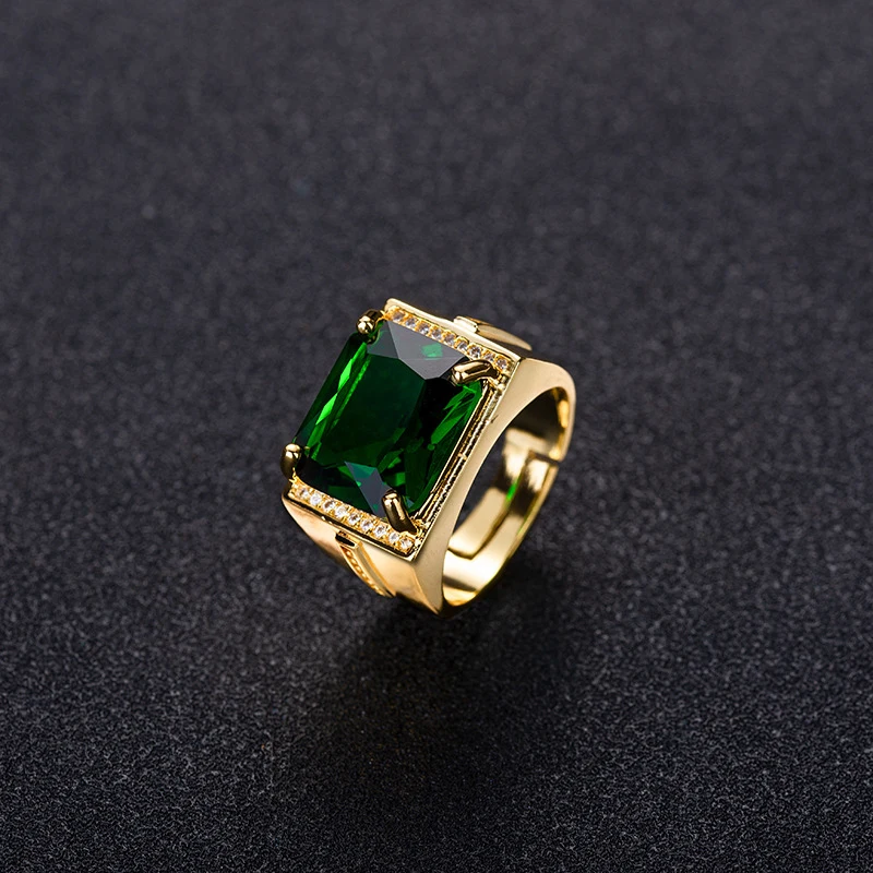 

Men's Retro Square Ethnic Style Gold Plated Ring Fashionable personality classic opening adjustable men's ring Jewelry wholesale