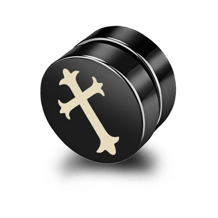 1 шт. 2 стиля унисекс крест узор магнит из титановой стали шпильки для ушей (без