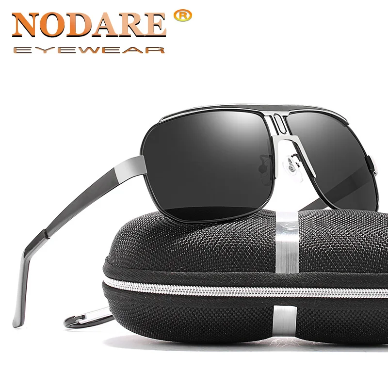 Мужские солнцезащитные очки NODARE поляризационные квадратные в металлической