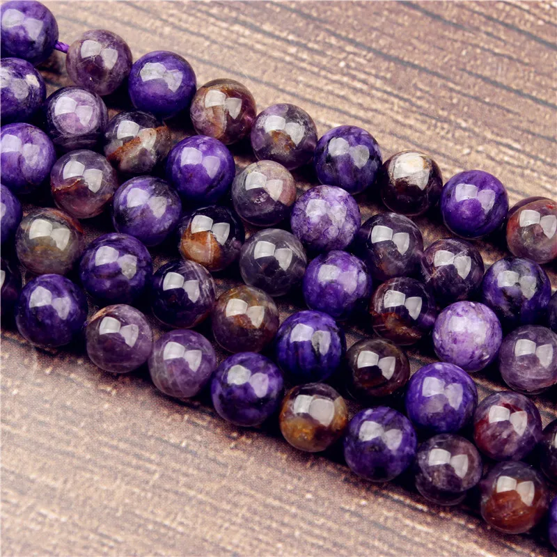 Lanli 6/8/10mm fashion natural Jewelry Charoite loose beads DIY Men and women bracelet necklace ear stud Accessories | Украшения и