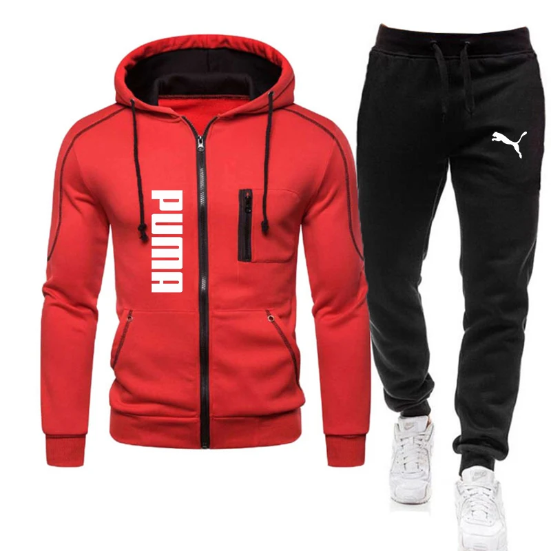 

2021 Casual Tracksuit Sets Mens Hoodies and Pants Two Piece Sets Zipper Hooded Sweatshirt Sportswear Suit Man Clothing Suit 35 o