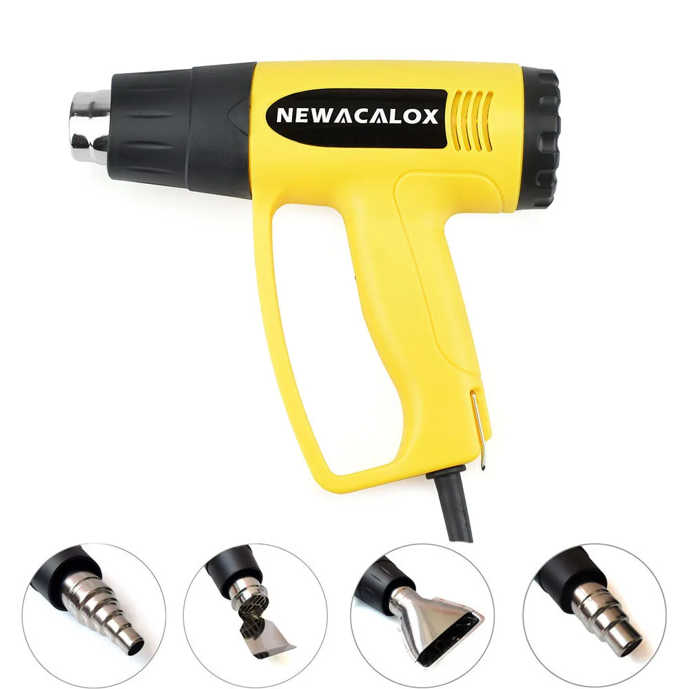 Yellow Heat Gun NEWACALOX ЖК-дисплей ЕС 220 в 2000 Вт Тепловая пушка с регулируемой температурой промышленная фена термоусадочная упаковка термонагреватель - Цвет: Yellow Heat Gun