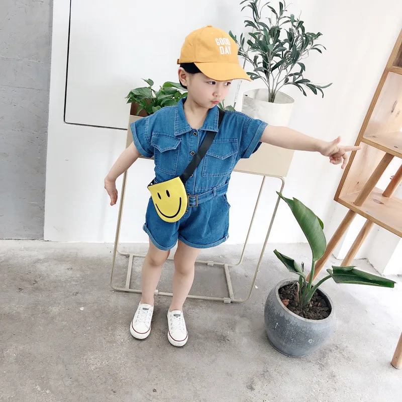 Summer Kids Clothing Rompers Fashion Korean Casual Short Sleeve Shorts Jumpsuit Baby Girl Clothes 1 2 3 4 5 Years Jumpsuits | Детская