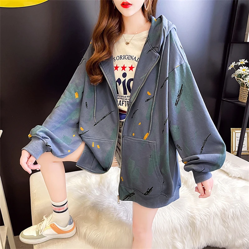 

Jacket Sudaderas Women Fashion 2021 Hooded Mid-length Student Sweater Cardigan Woman Clothes Hoodies Grunge Y2k Autumn Winter