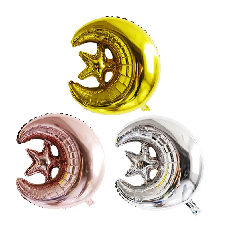

1Pcs 16inch Muslim Eid Star Moon Foil Balloons Happy Mubarak Festival Decoration Ballon Kids Favors Al-Fitr Party Decor Supplies