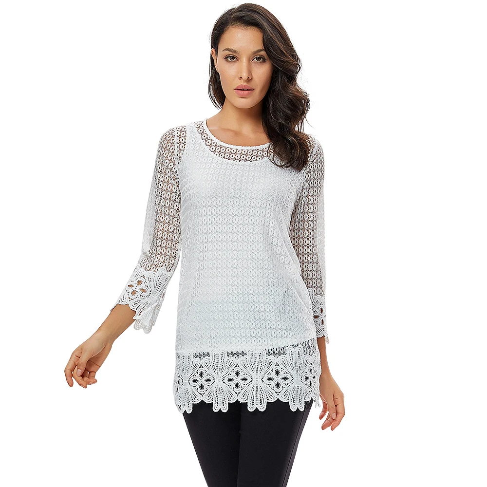 YTL Женские Летние Осенние кружевные топы из двух частей белые вязаные крючком